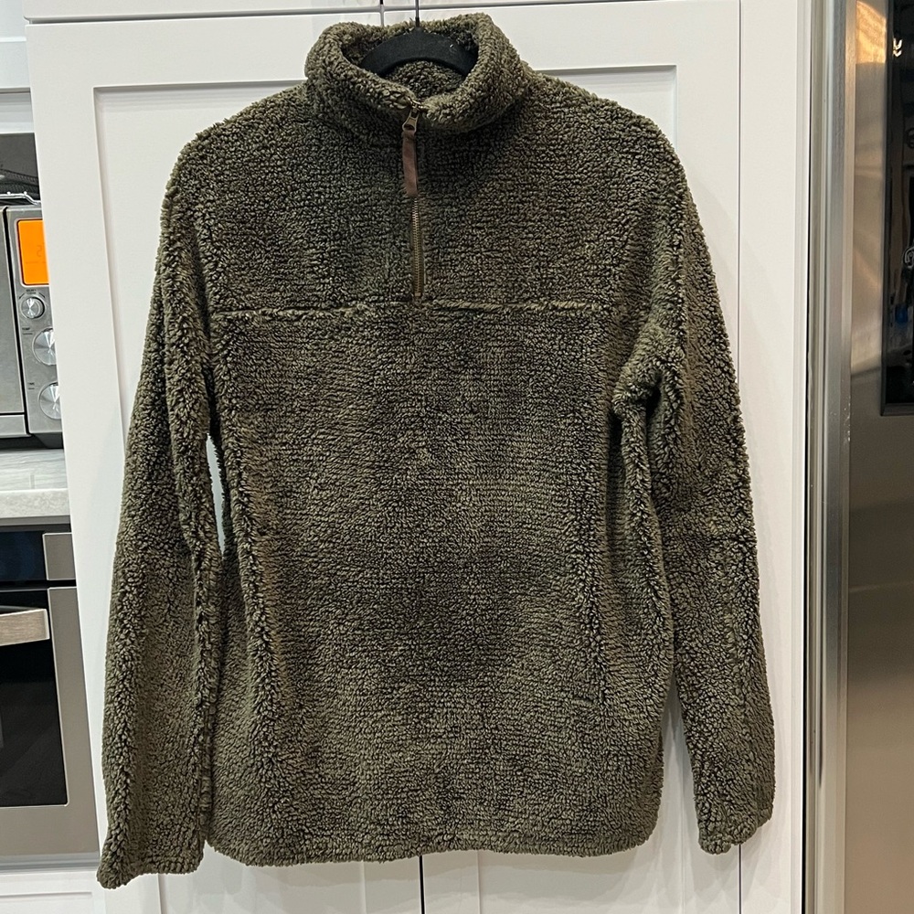 CAL STYLE Olive Green Sherpa Quarter Zip Sz L